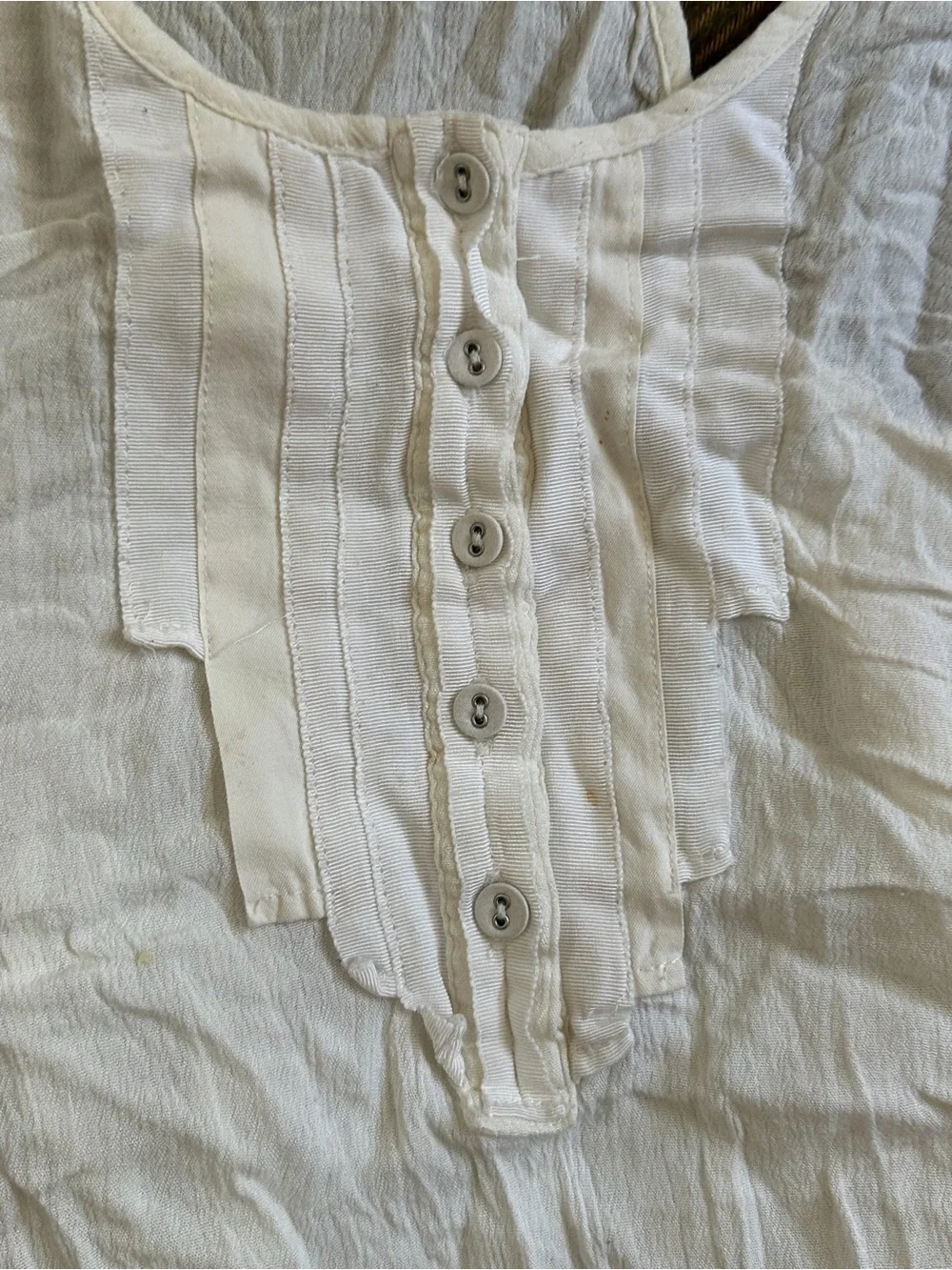 Free People Cream Button-Front Ruffle Tank - Picture 3 of 5